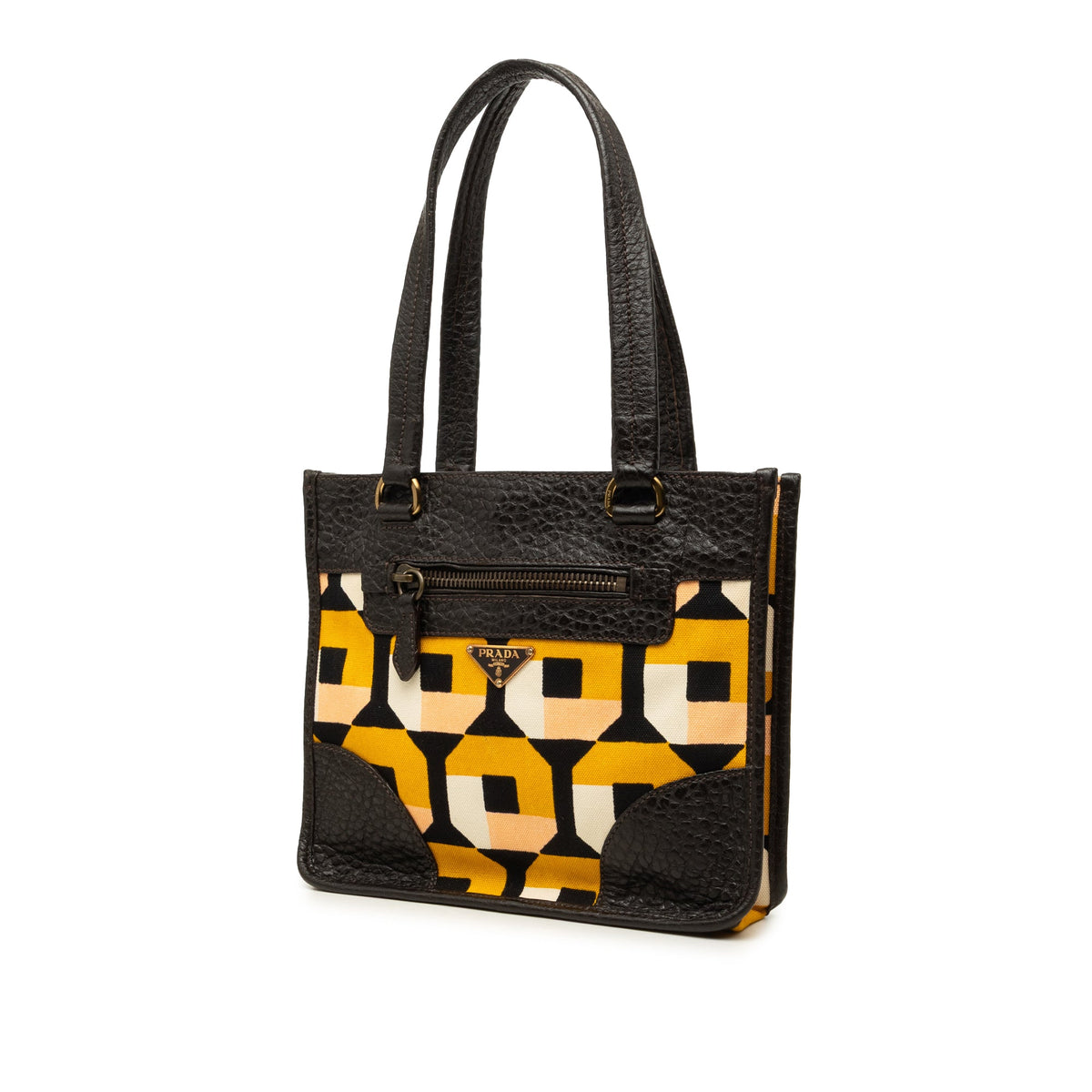 Prada Printed Canvas and Leather Tote