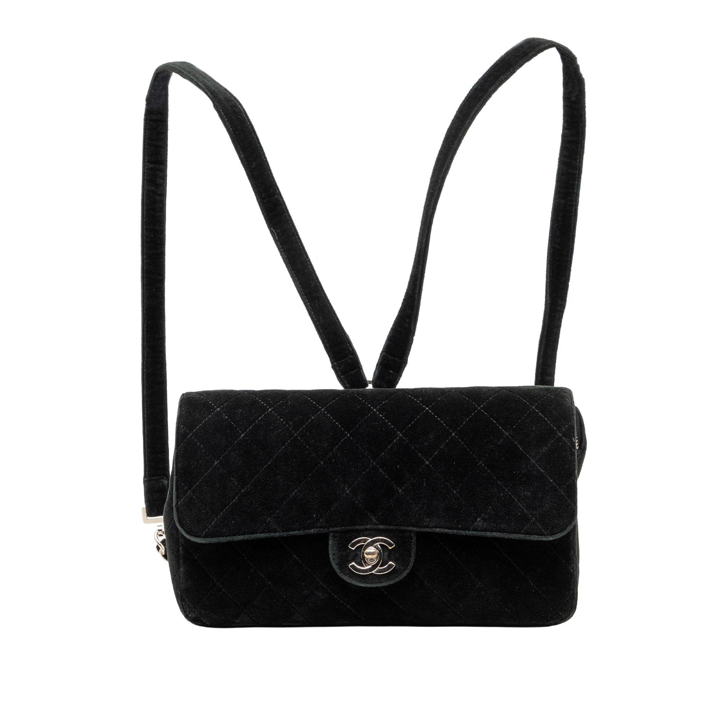 Chanel CC Quilted Velvet Flap Backpack