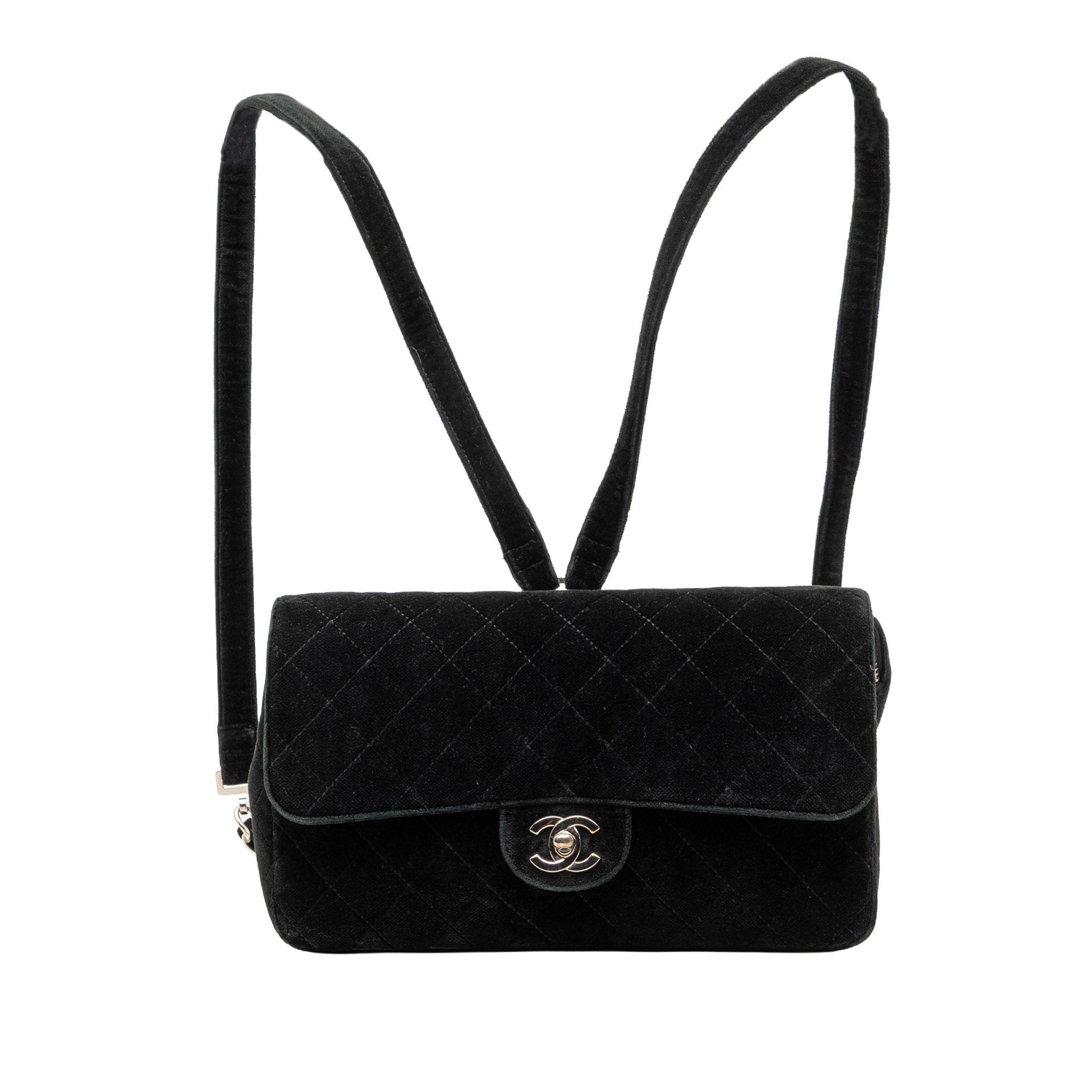 Chanel CC Quilted Velvet Flap Backpack