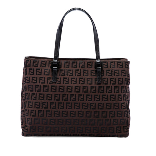 Fendi Zucchino Canvas Tote — Brown