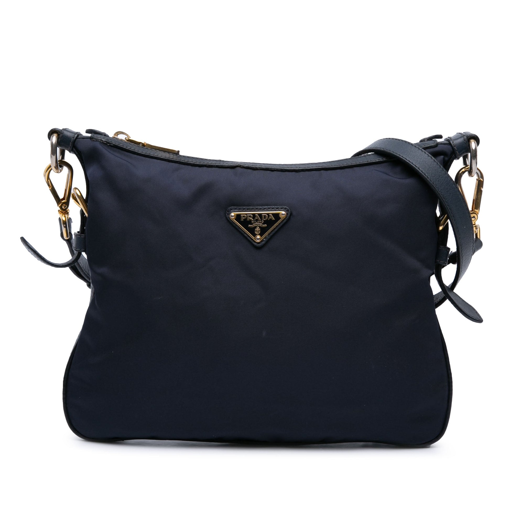 Prada Saffiano Trimmed Tessuto Zip Top Crossbody