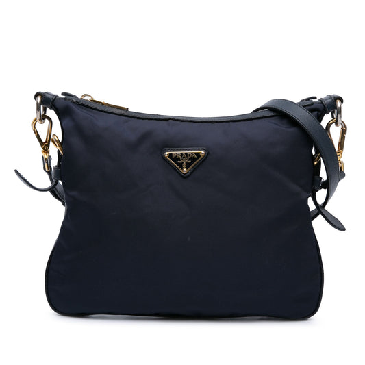 Prada Saffiano Trimmed Tessuto Zip Top Crossbody