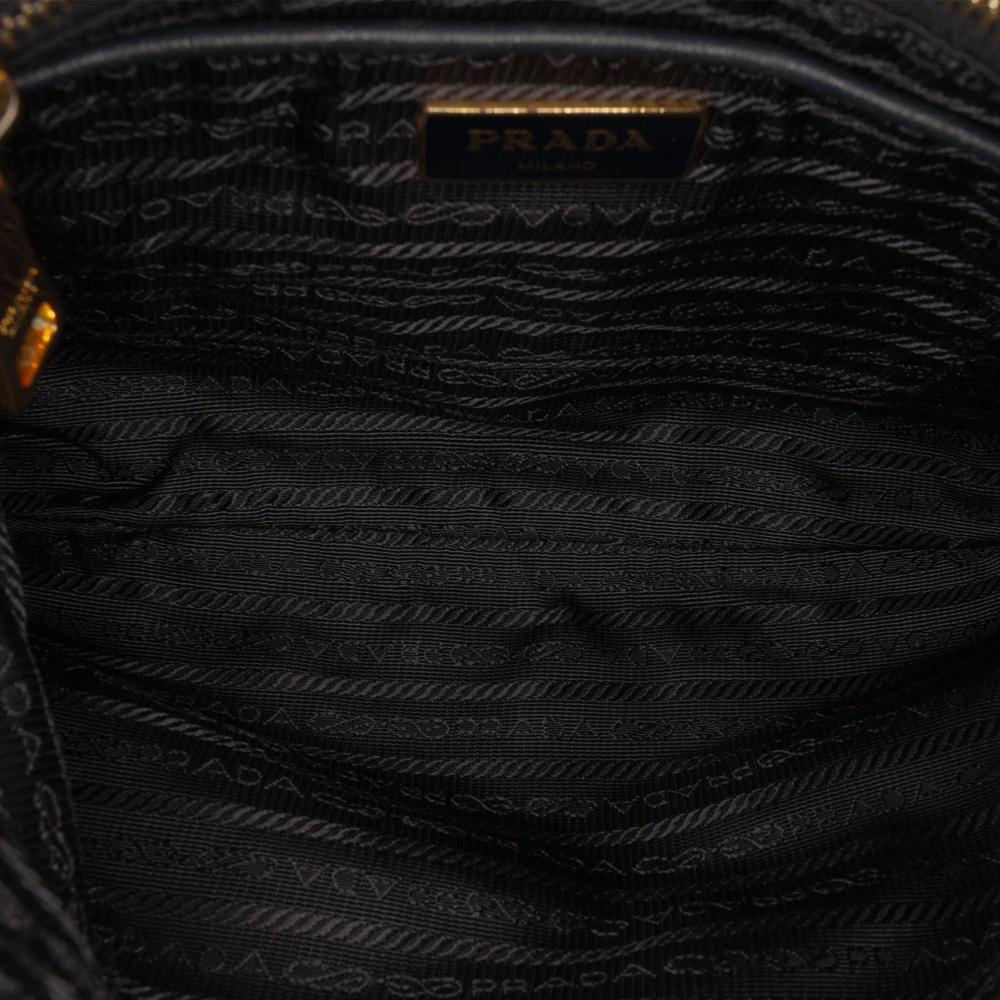 Prada Saffiano Trimmed Tessuto Zip Top Crossbody