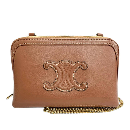 Celine Smooth Calfskin Cuir Triomphe Clutch on Chain