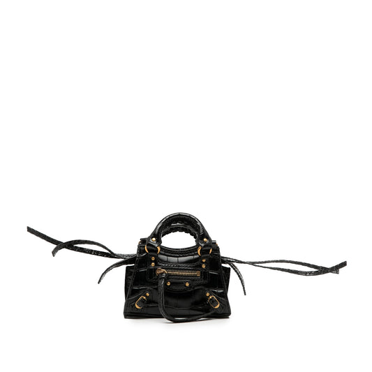 Balenciaga Super Nano Croc Embossed Calfskin Neo Classic City