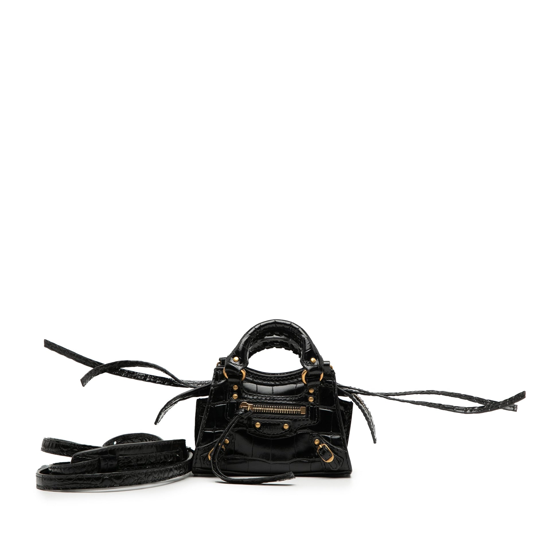 Balenciaga Super Nano Croc Embossed Calfskin Neo Classic City