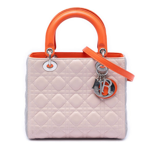 Dior Medium Tricolor Lambskin Cannage Lady Dior