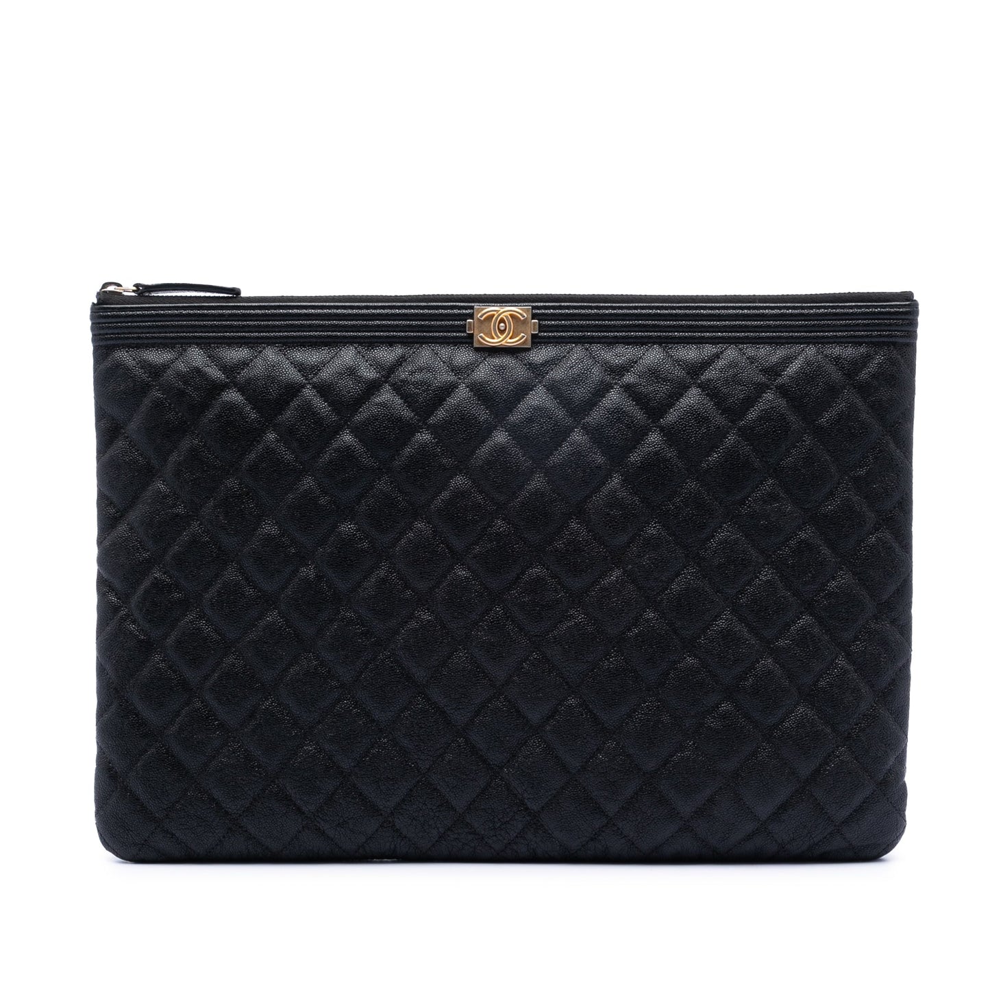 Chanel Large Quilted Caviar Boy O Case Clutch