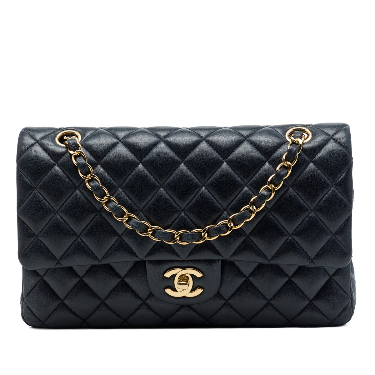 Chanel Medium Classic Lambskin Double Flap — Black