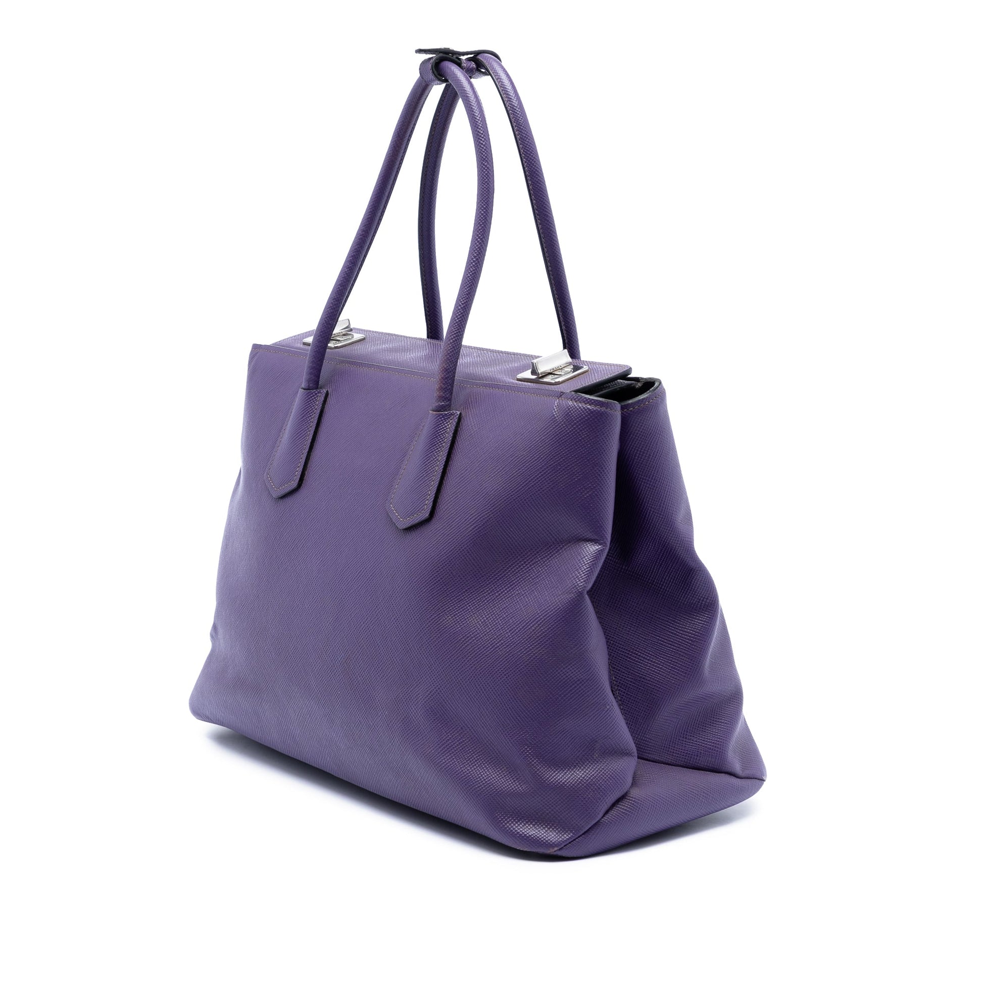 Prada Saffiano Cuir Turnlock Twin Satchel