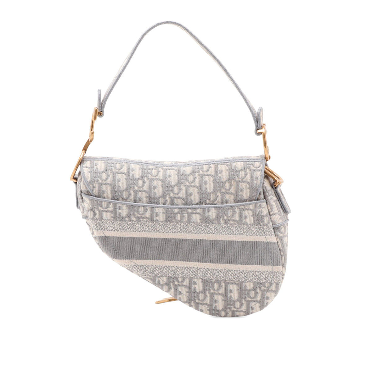 Dior Oblique Embroidered Canvas Saddle Bag — Gray