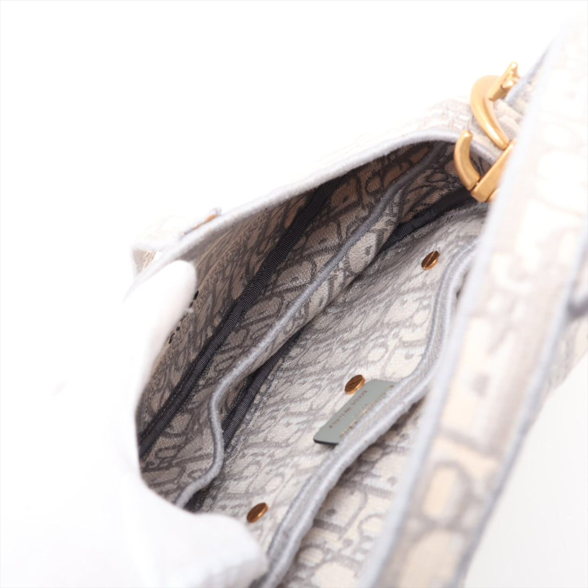 Dior Oblique Embroidered Canvas Saddle Bag — Gray