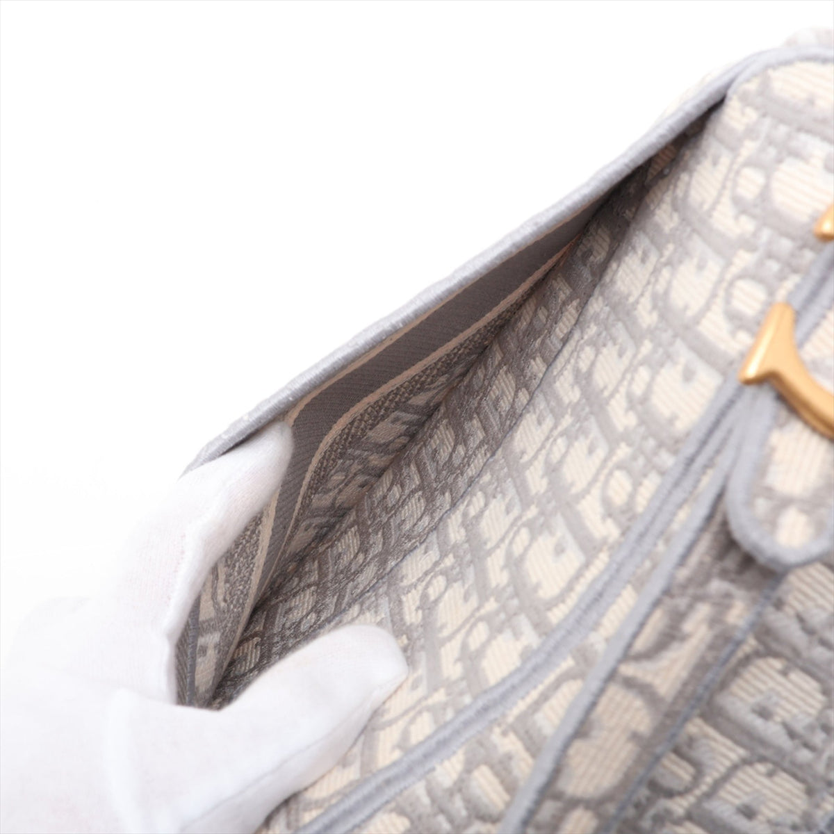 Dior Oblique Embroidered Canvas Saddle Bag — Gray
