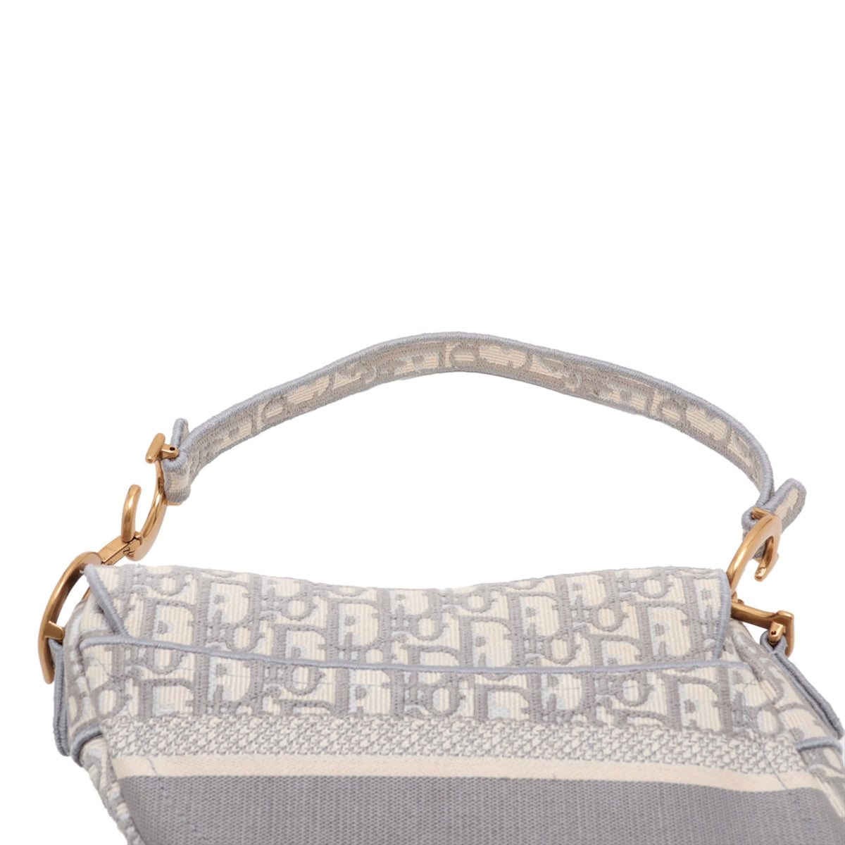 Dior Oblique Embroidered Canvas Saddle Bag — Gray