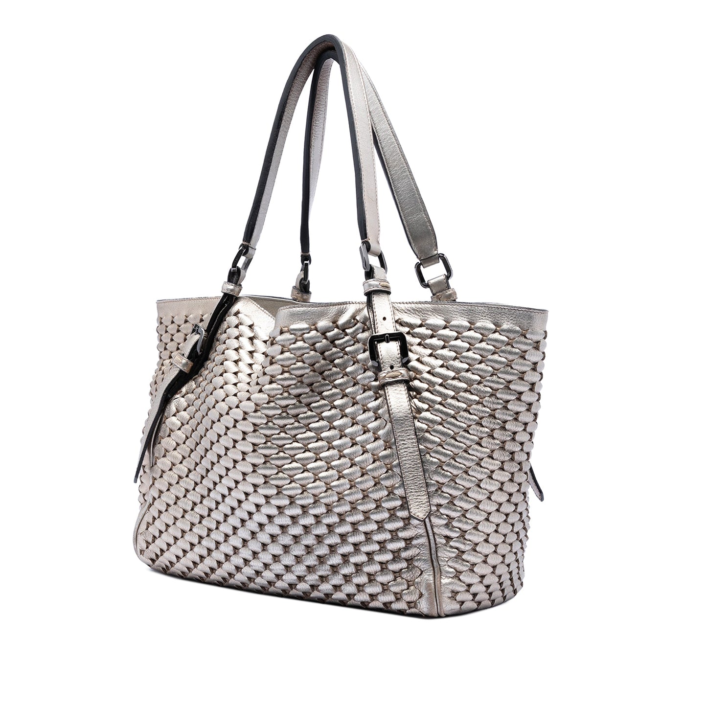 Metallic Woven Leather Tote