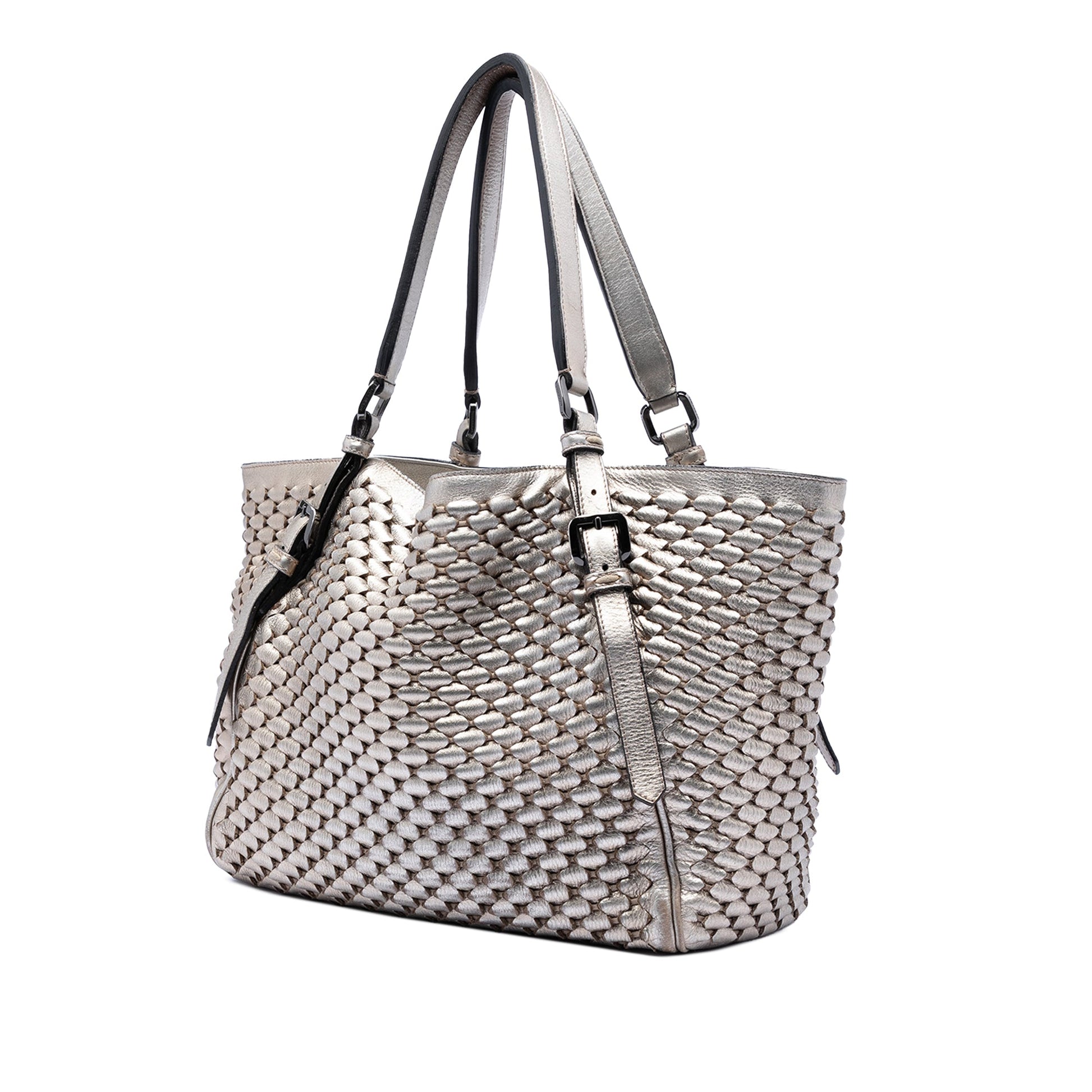 Metallic Woven Leather Tote