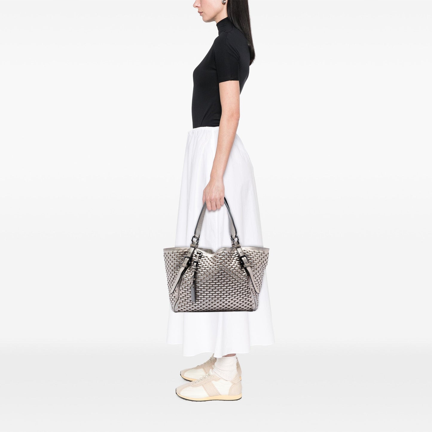 Metallic Woven Leather Tote