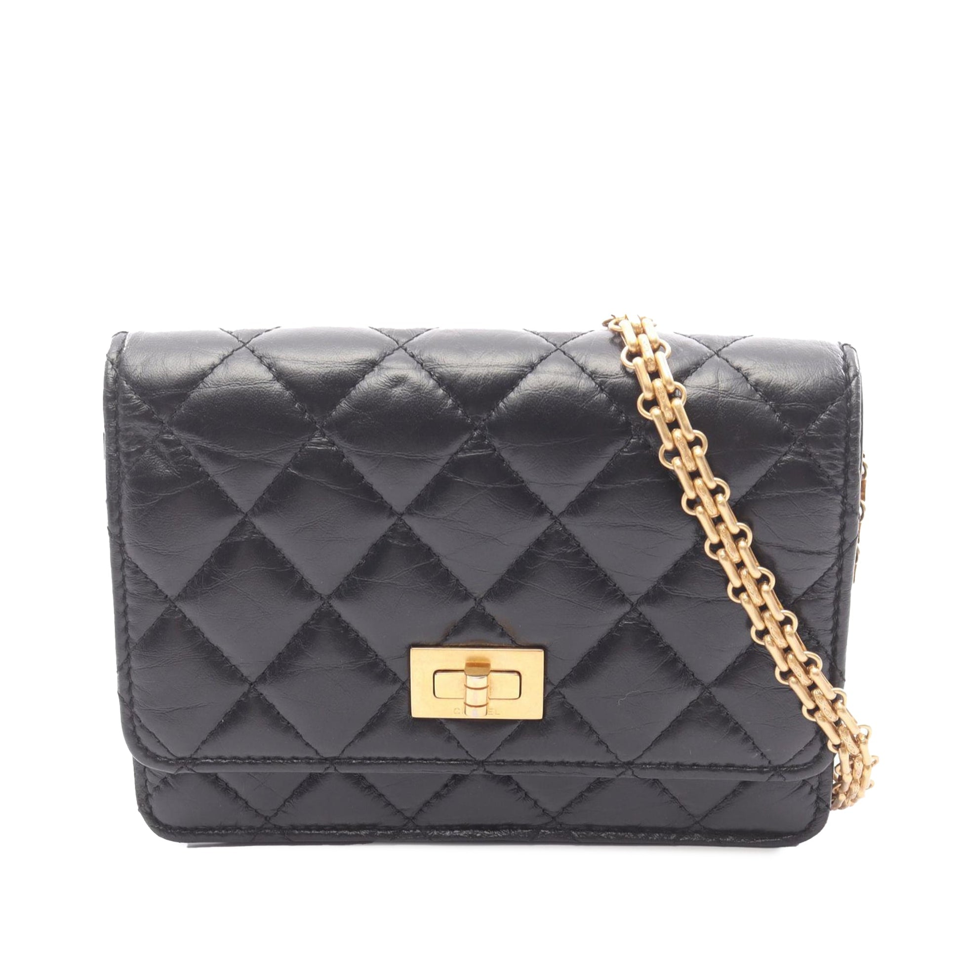 Chanel Quilted Aged Calfskin Reissue 2.55 Wallet on Chain Crossbody