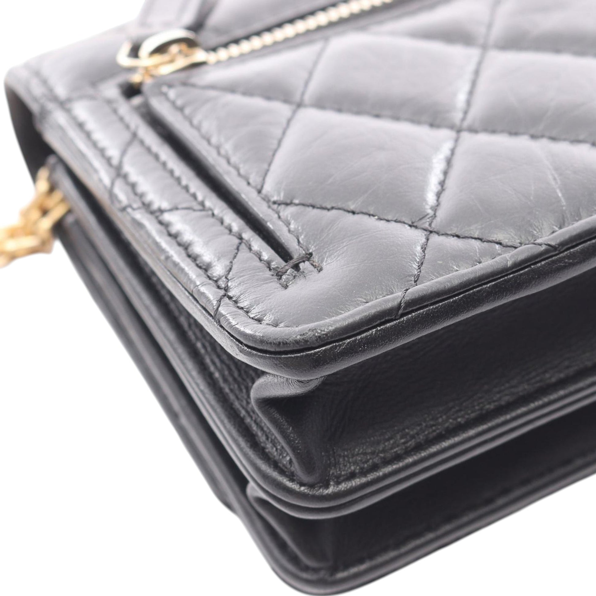 Chanel Quilted Aged Calfskin Reissue 2.55 Wallet on Chain Crossbody