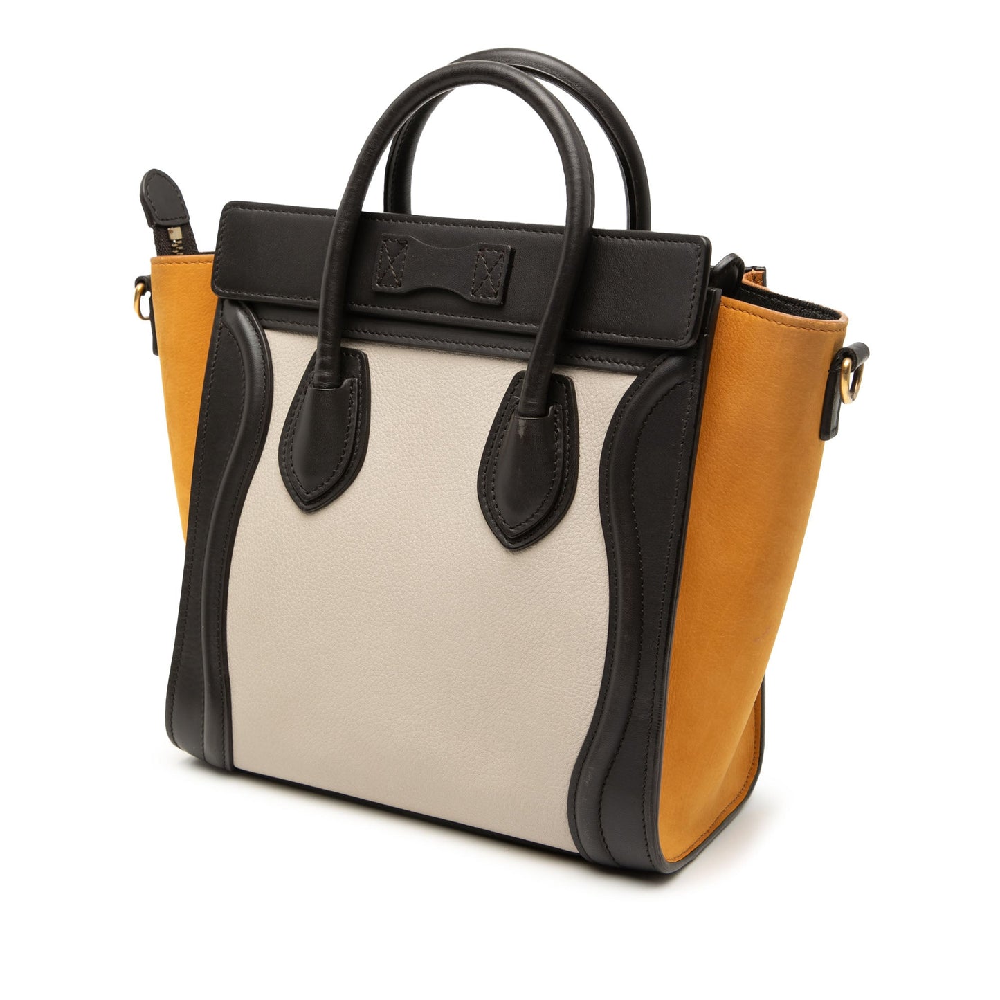 Celine Nano Tricolor Nubuck and Drummed Calfskin Luggage Tote
