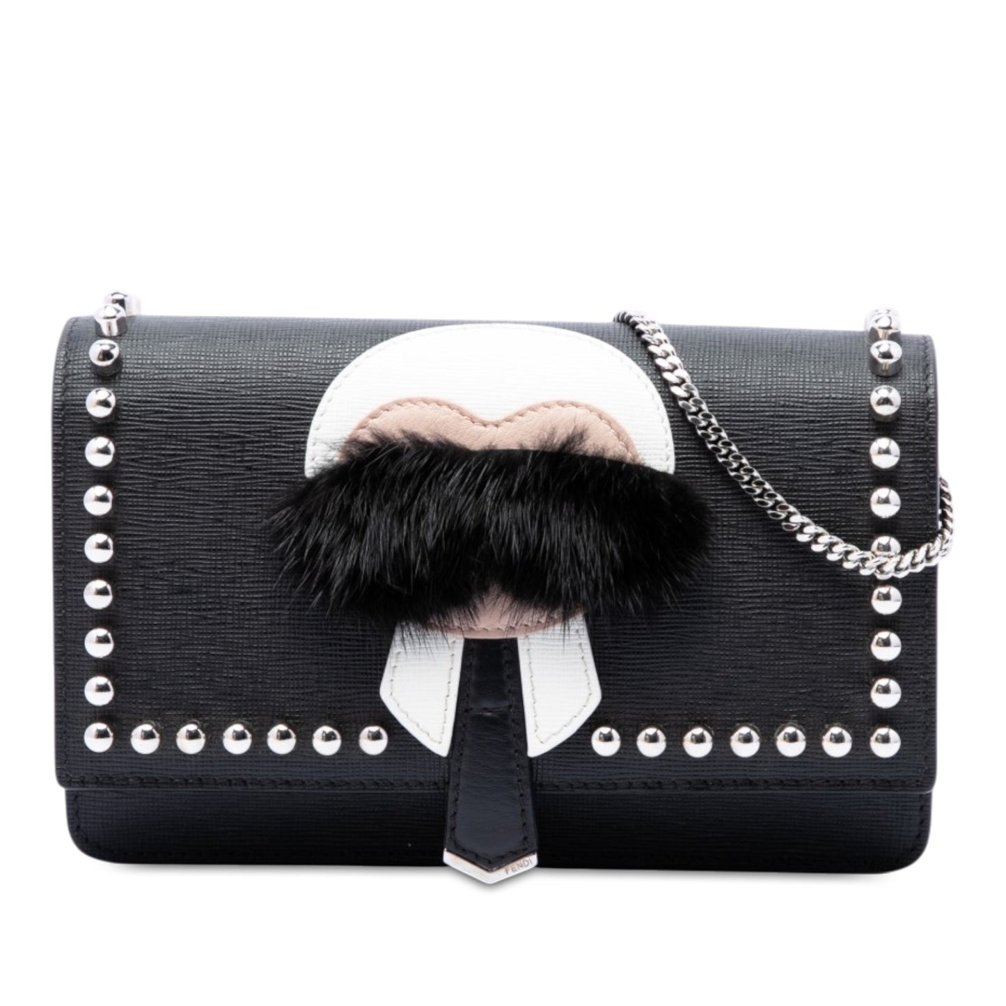 Fendi Studded Leather Karlito Wallet on Chain