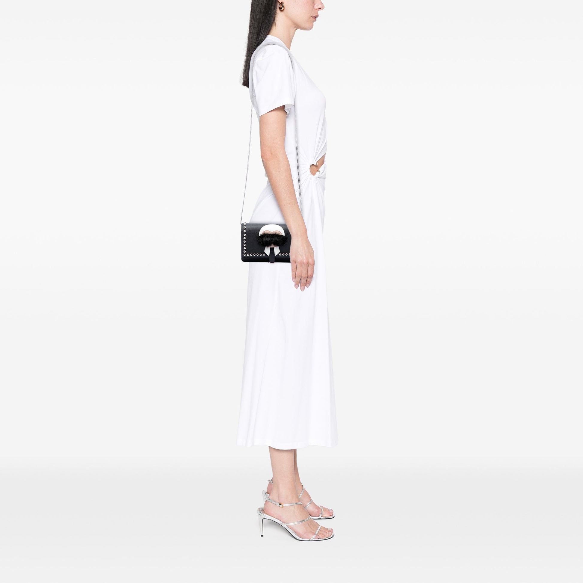 Fendi Studded Leather Karlito Wallet on Chain