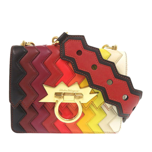 Ferragamo Sara Battaglia Mini Leather Zigzag Gancini Crossbody