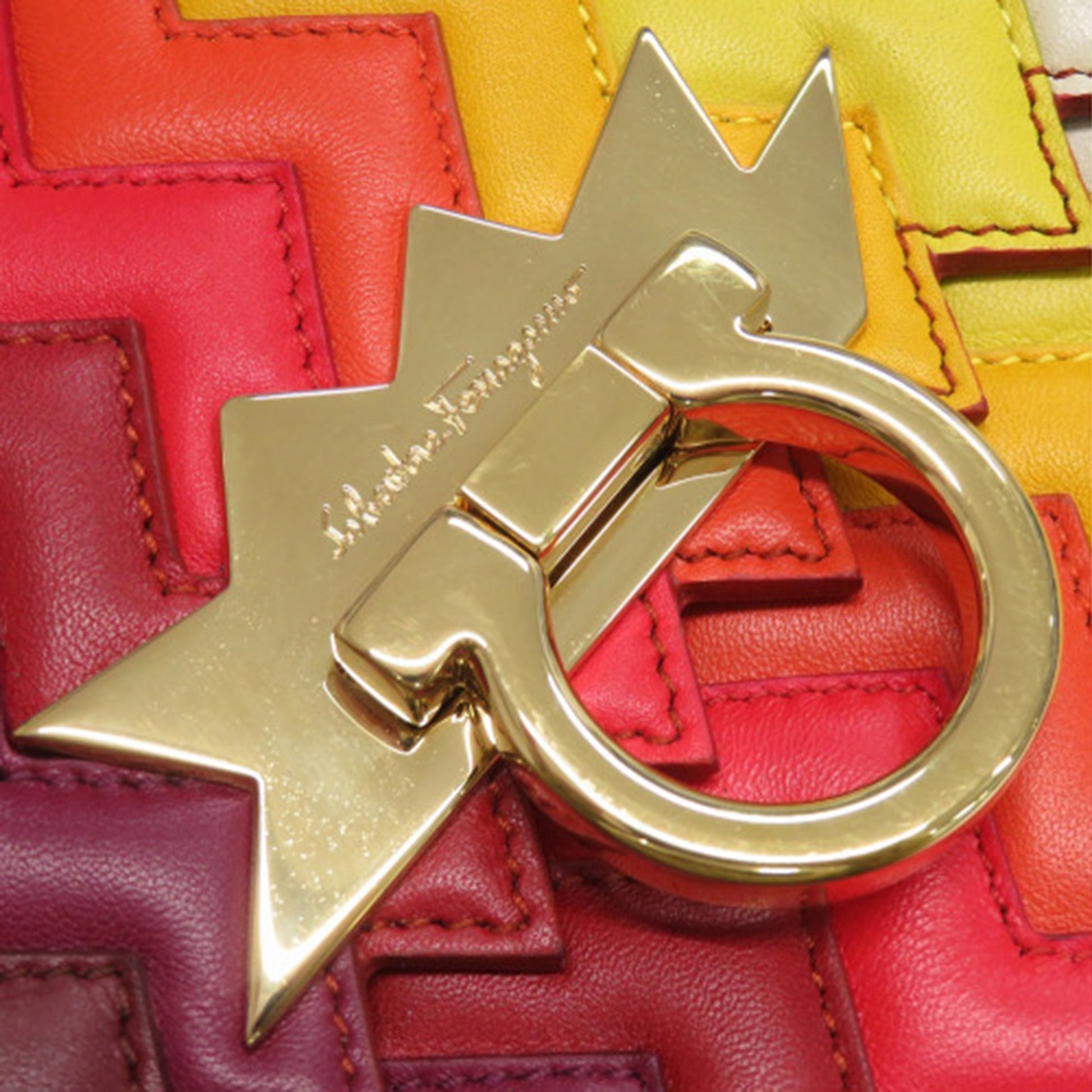 Sara Battaglia Mini Leather Zigzag Gancini Crossbody