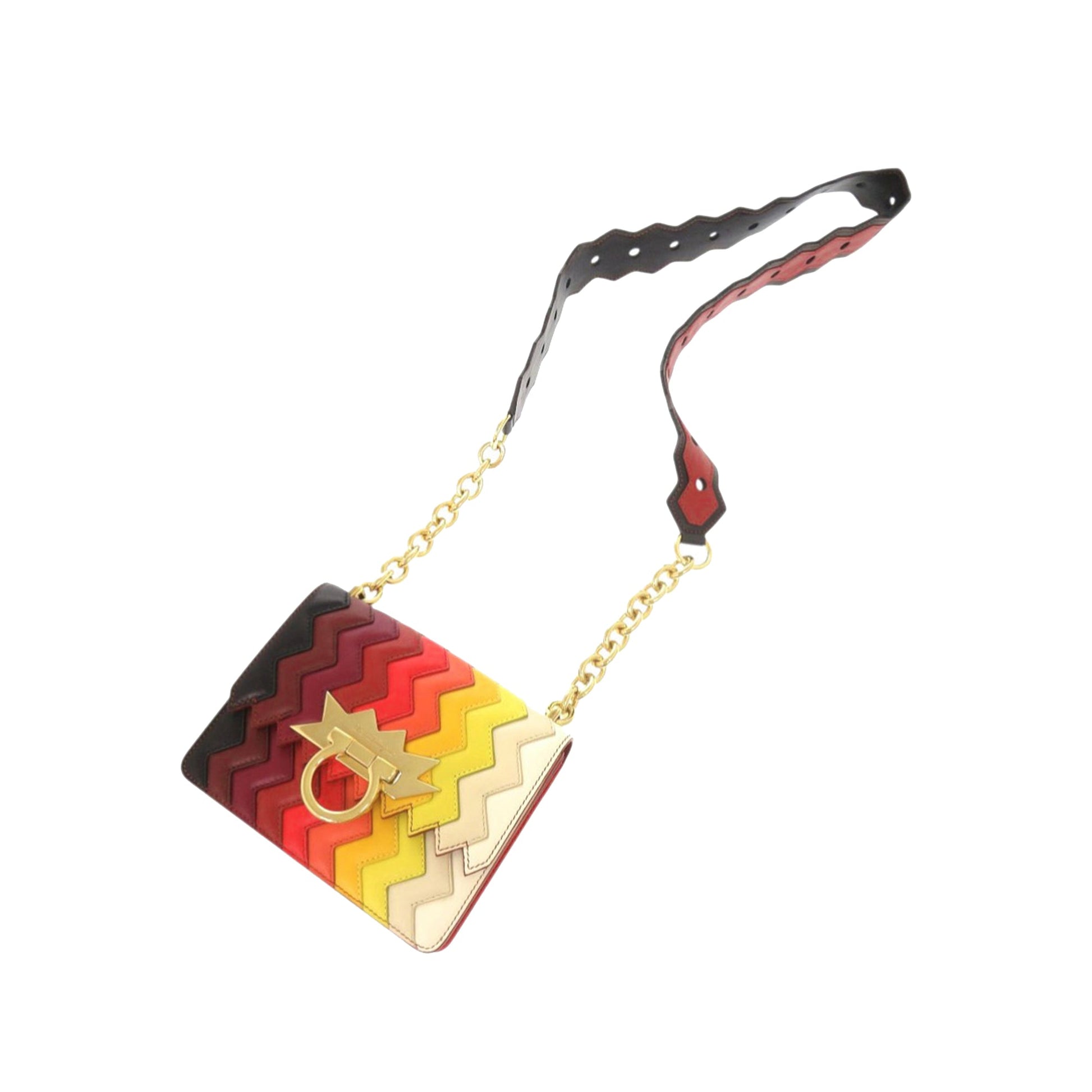 Sara Battaglia Mini Leather Zigzag Gancini Crossbody