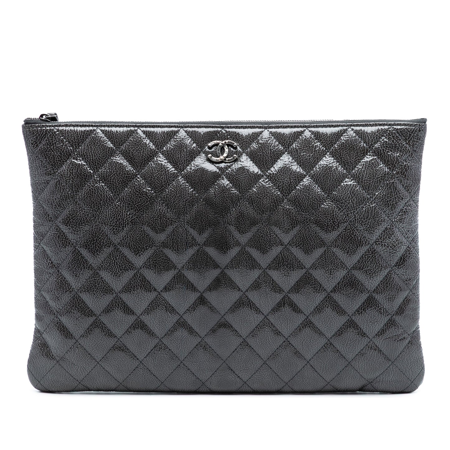 Chanel Large Quilted Iridescent Patent O Case Clutch