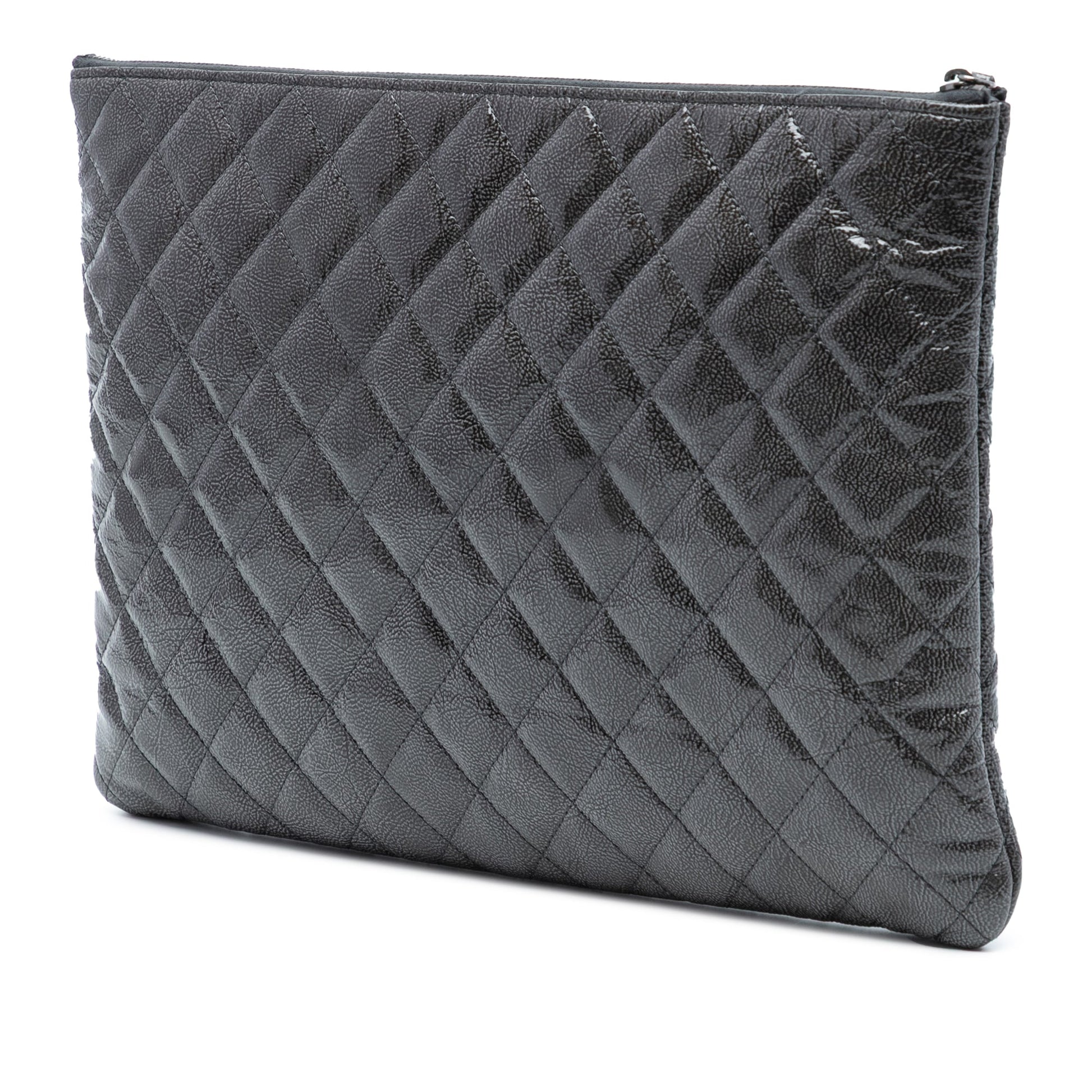 Chanel Large Quilted Iridescent Patent O Case Clutch