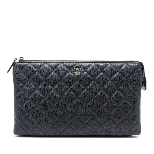 Chanel CC Quilted Caviar Zip Pouch