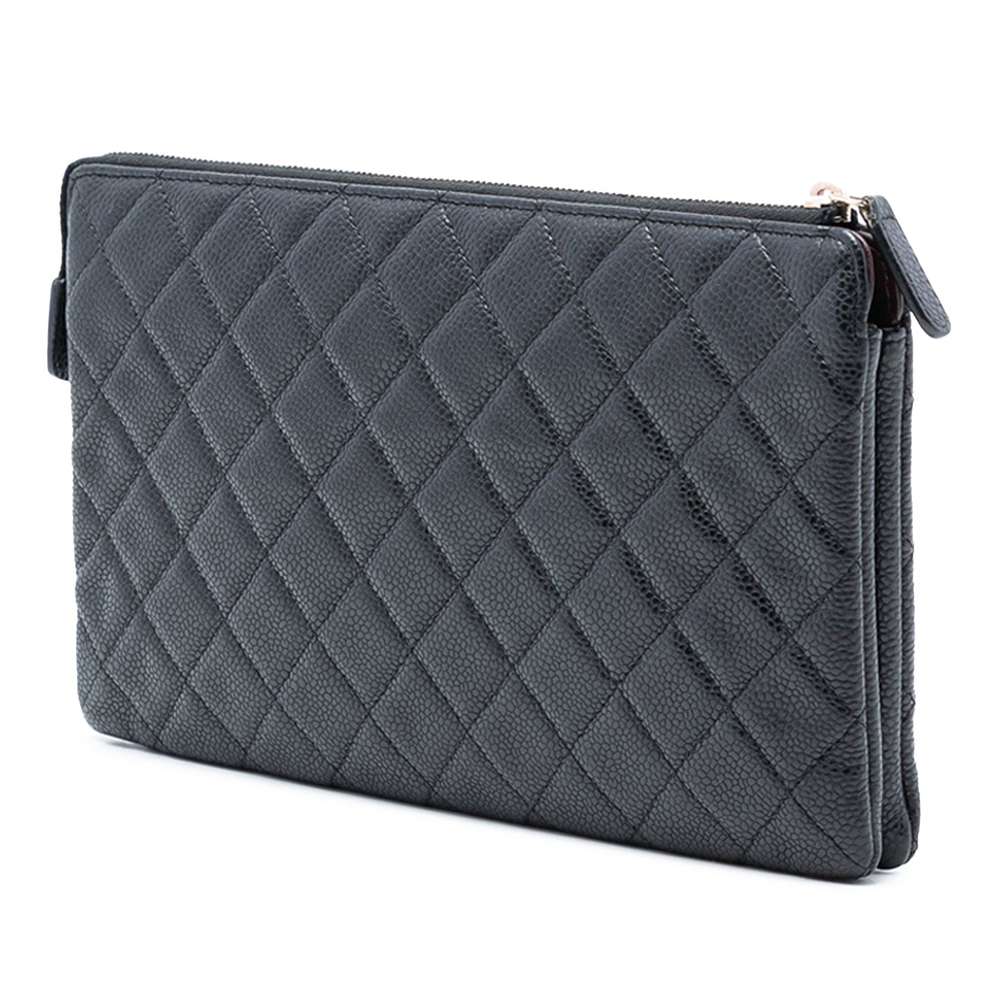 Chanel CC Quilted Caviar Zip Pouch