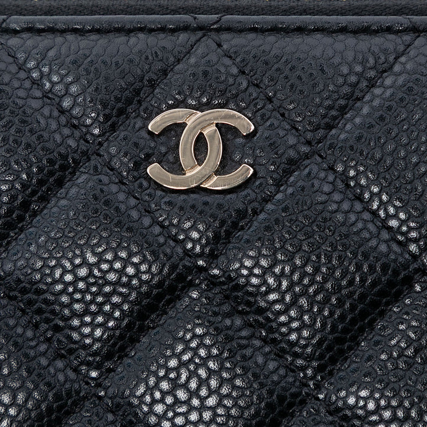 Chanel CC Quilted Caviar Zip Pouch
