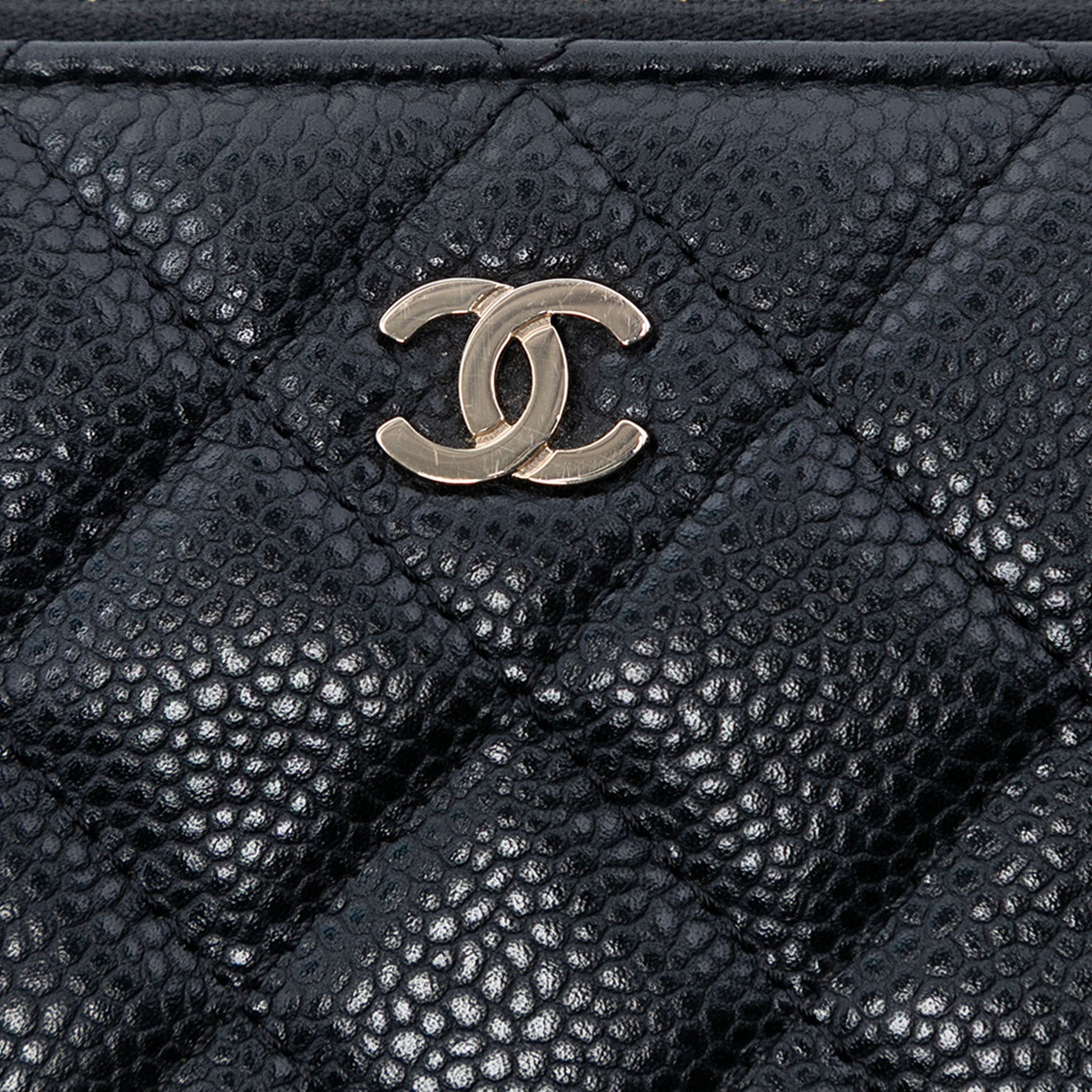 Chanel CC Quilted Caviar Zip Pouch
