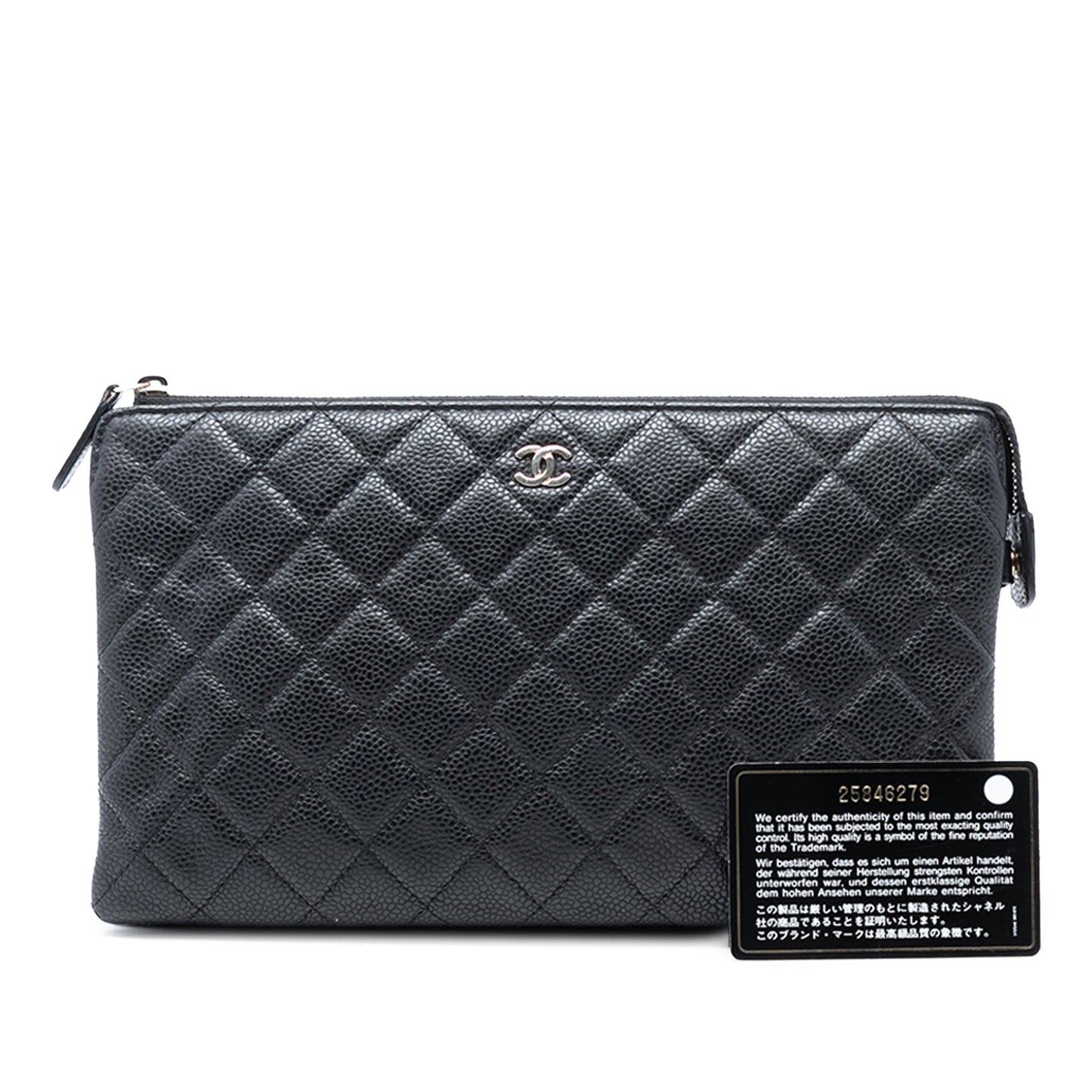 Chanel CC Quilted Caviar Zip Pouch