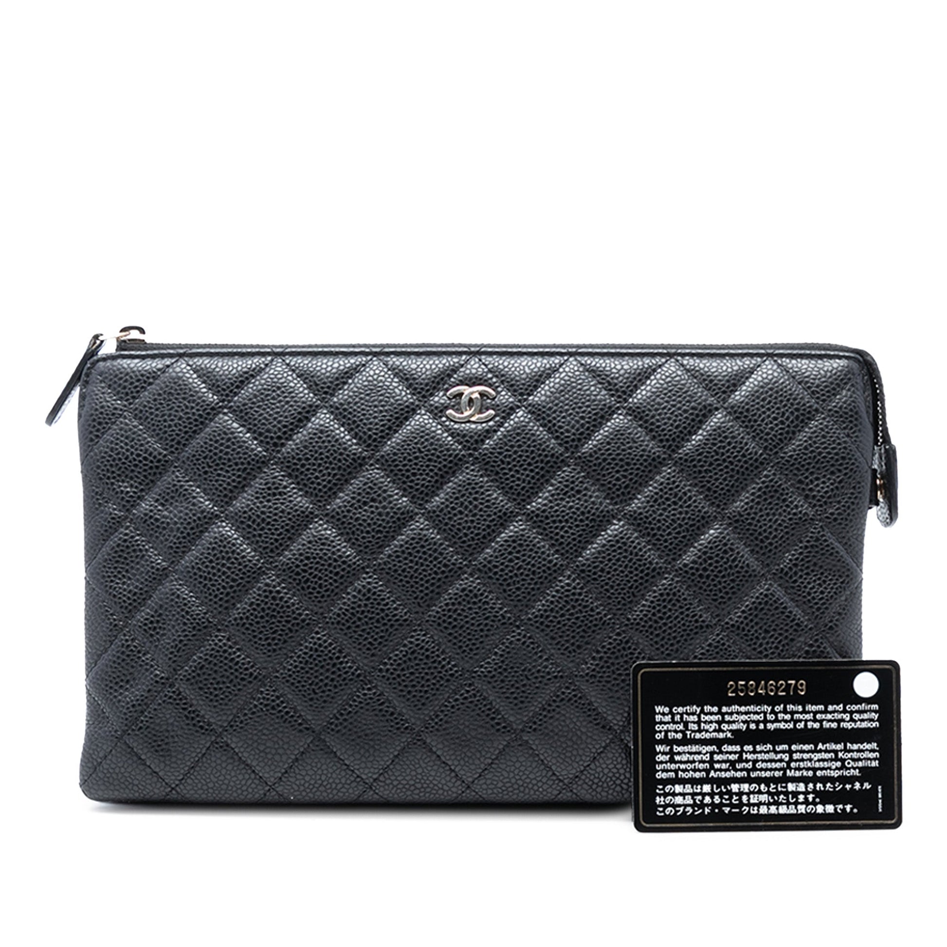 Chanel CC Quilted Caviar Zip Pouch