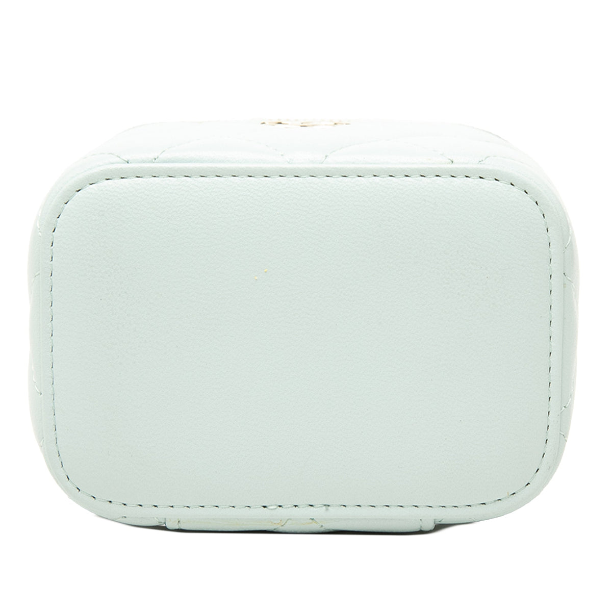 Chanel Mini CC Quilted Lambskin Top Handle Vanity Case With Chain — Blue