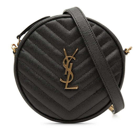 Saint Laurent Grain De Poudre Chevron Round Vinyle Camera Bag