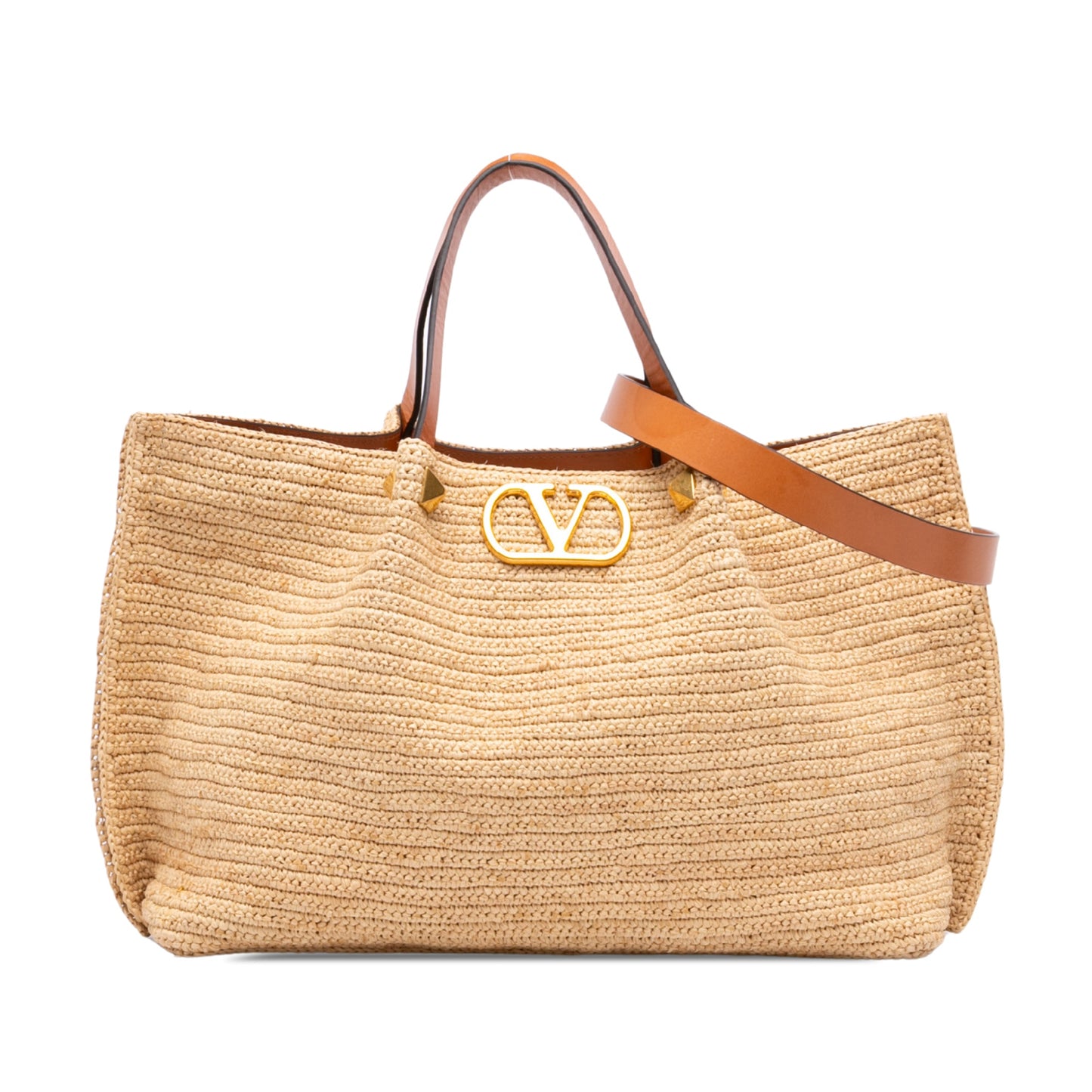 Valentino Medium Raffia VLogo Tote