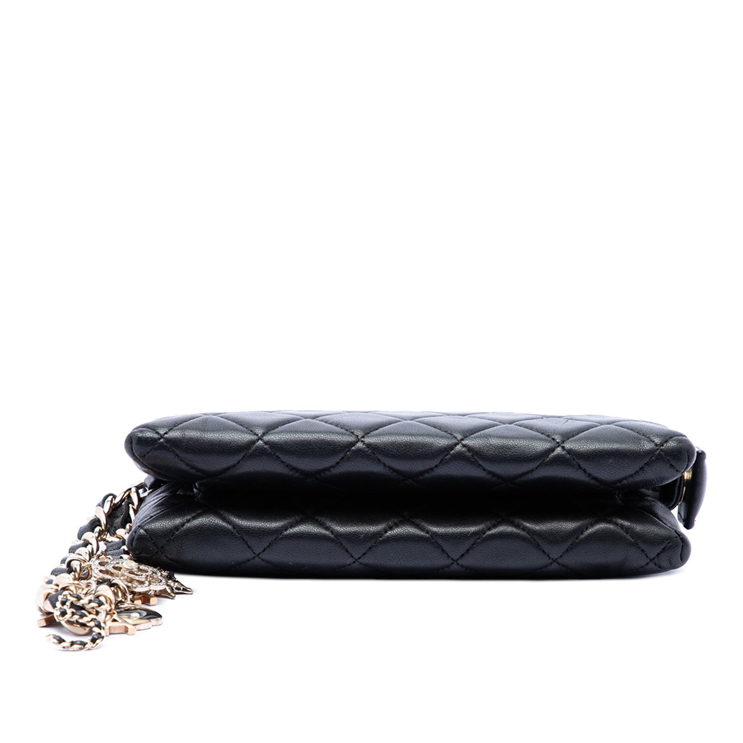 Chanel CC Quilted Lambskin Coco Charms Chain Wristlet Pouch