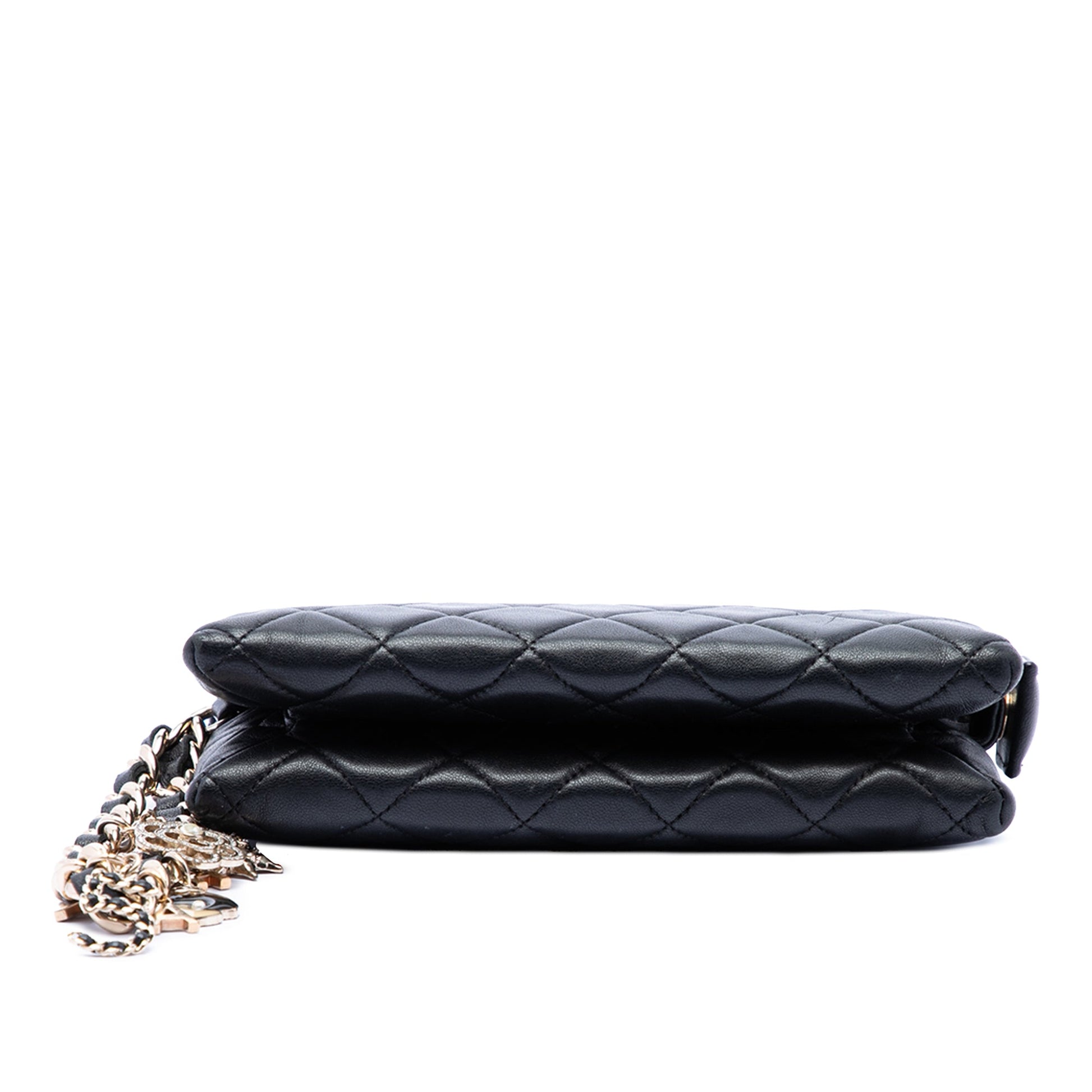 Chanel CC Quilted Lambskin Coco Charms Chain Wristlet Pouch