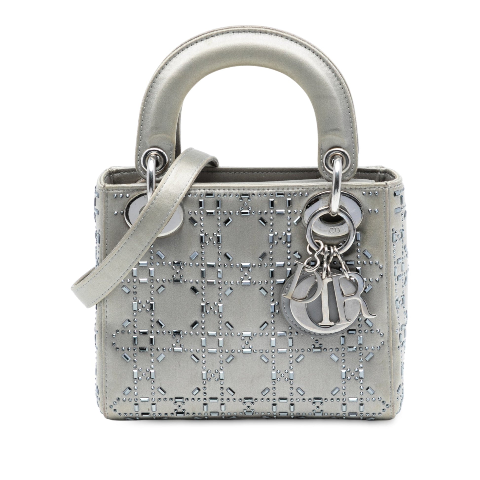 Dior Mini Satin Cannage Strass Crystal Embellished Lady Dior
