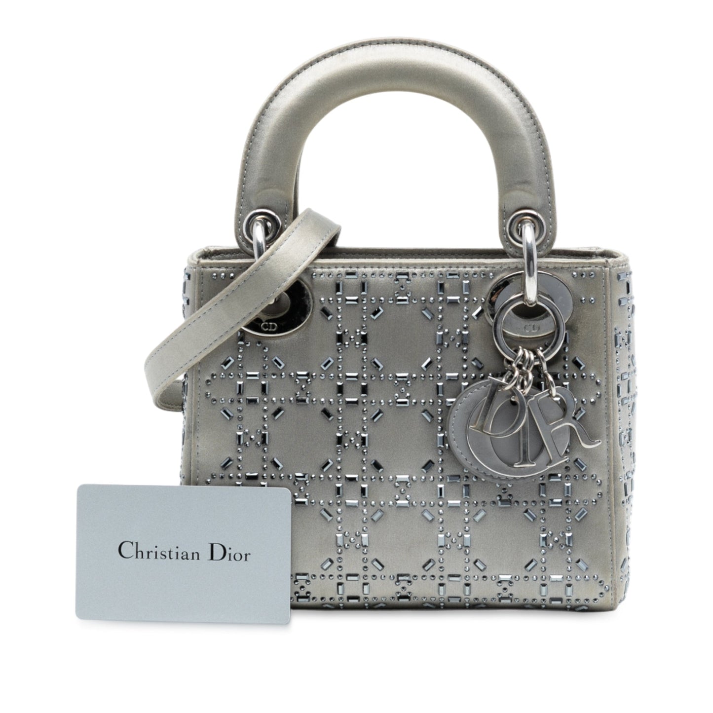Dior Mini Satin Cannage Strass Crystal Embellished Lady Dior