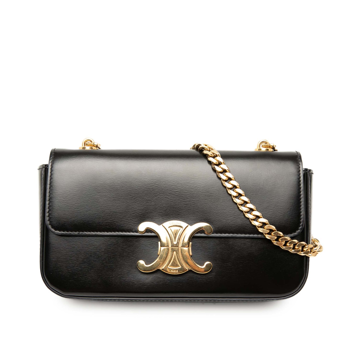 Celine Shiny Calfskin Claude Chain Shoulder Bag