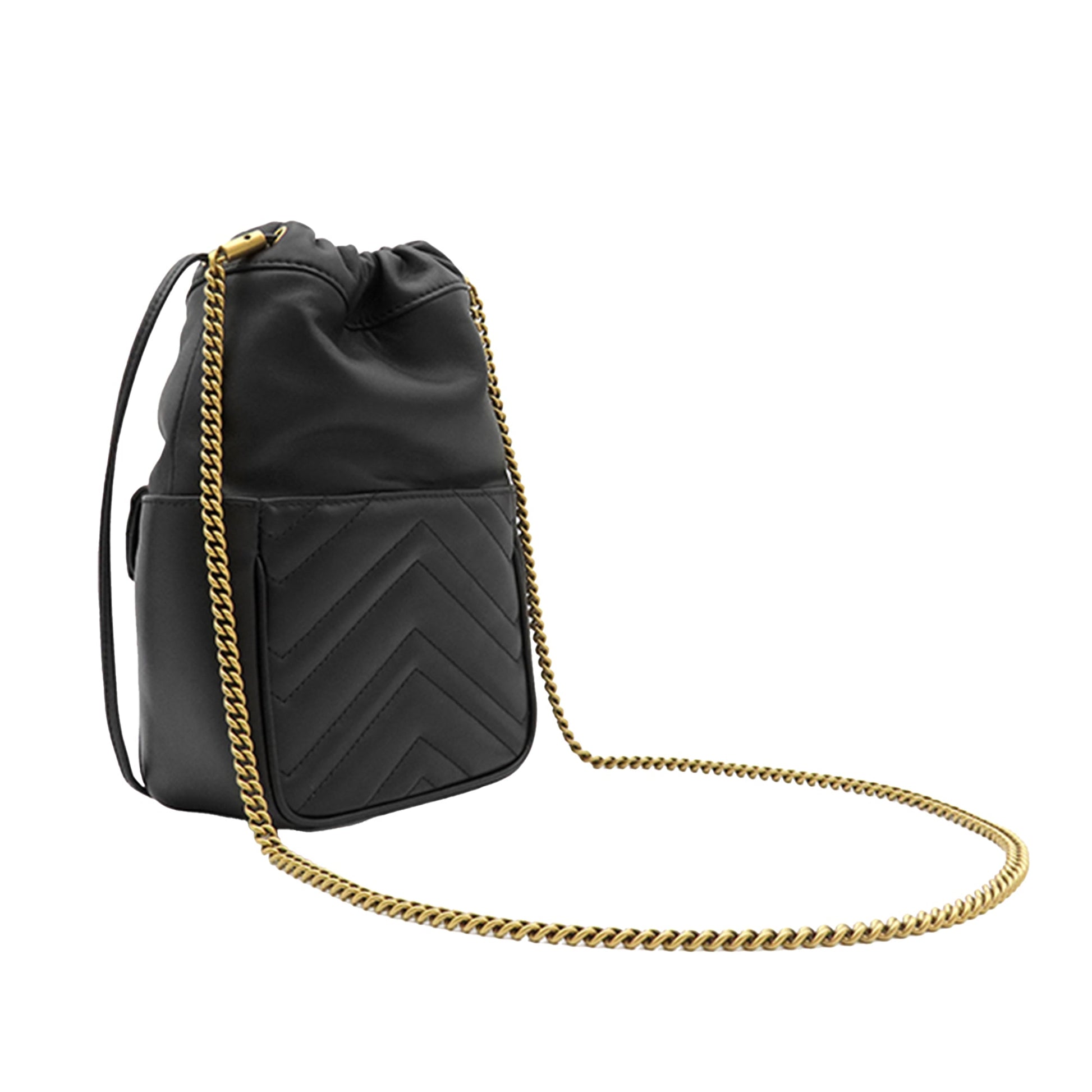 Gucci Mini GG Marmont Matelasse Calfskin Front Pocket Bucket Bag