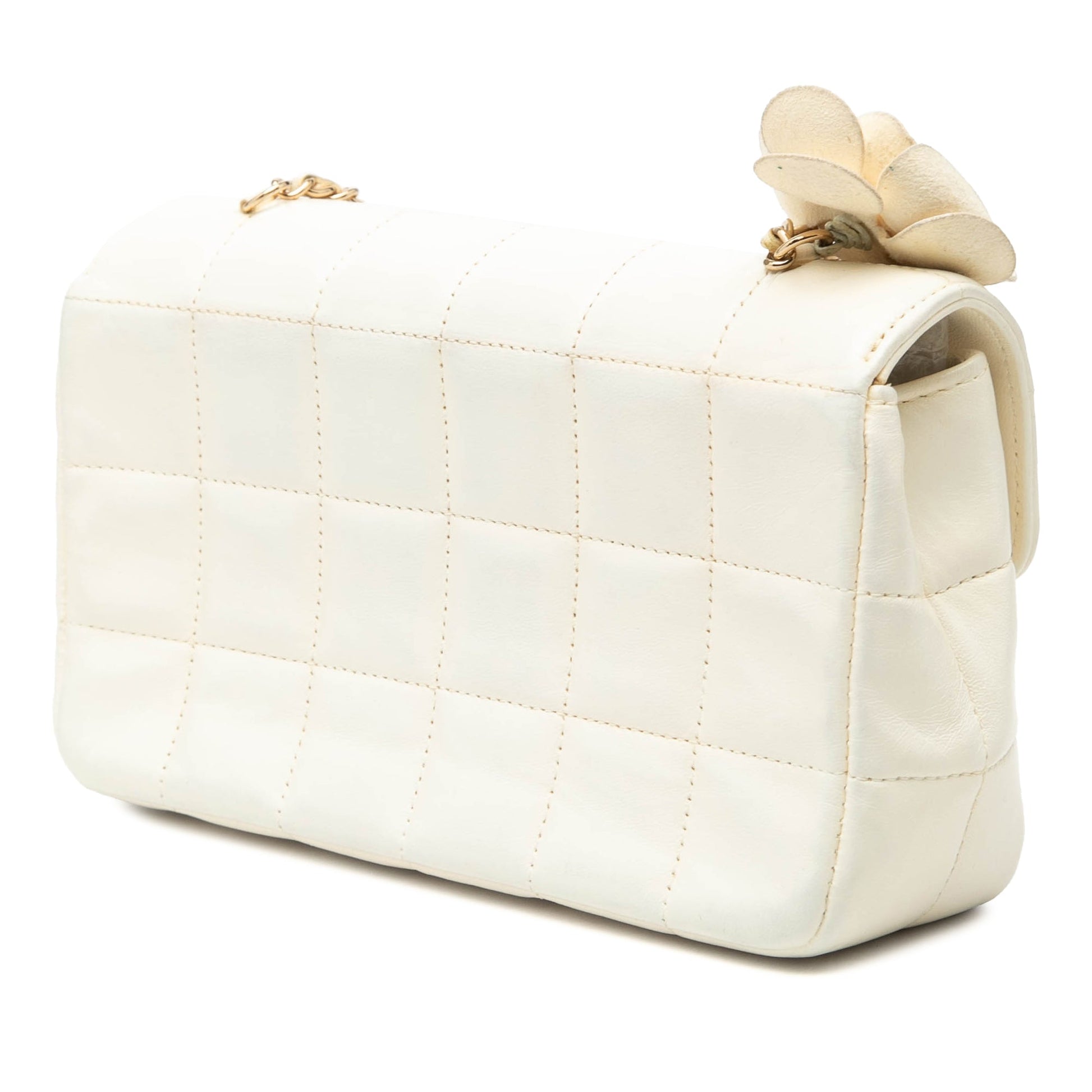 Chanel Mini Lambskin Chocolate Bar Camellia Flap