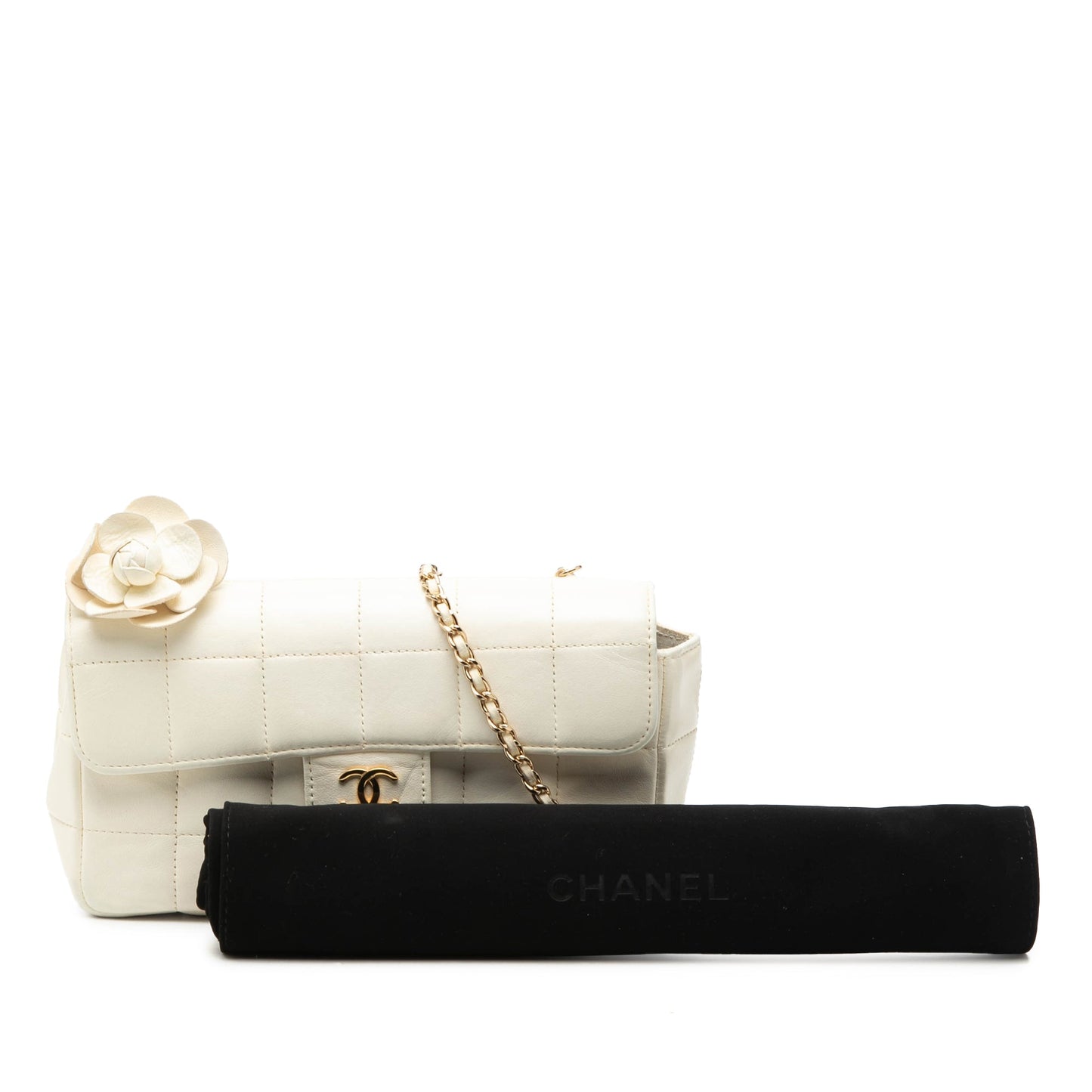 Chanel Mini Lambskin Chocolate Bar Camellia Flap