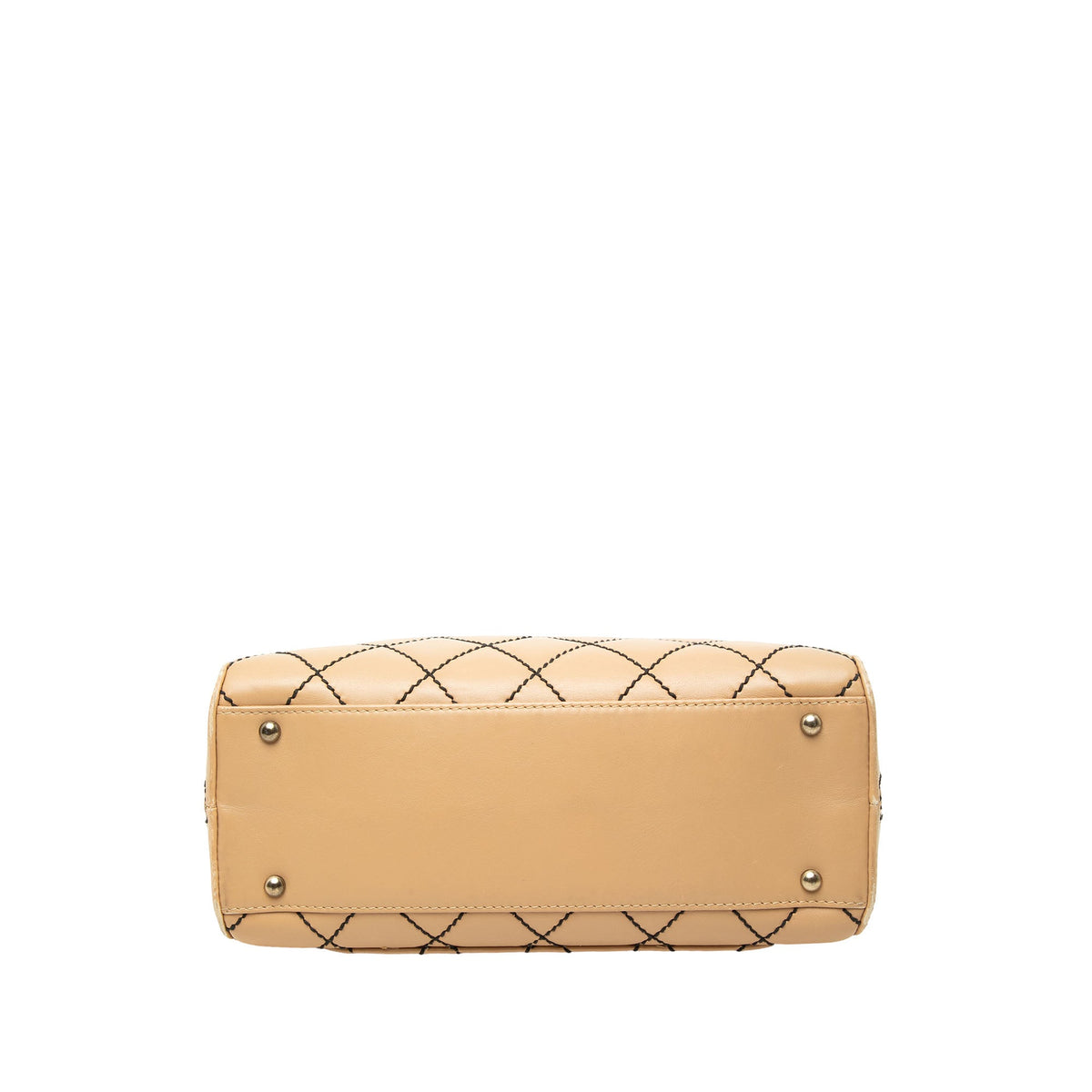 Chanel CC Lambskin Wild Stitch Handbag — Beige