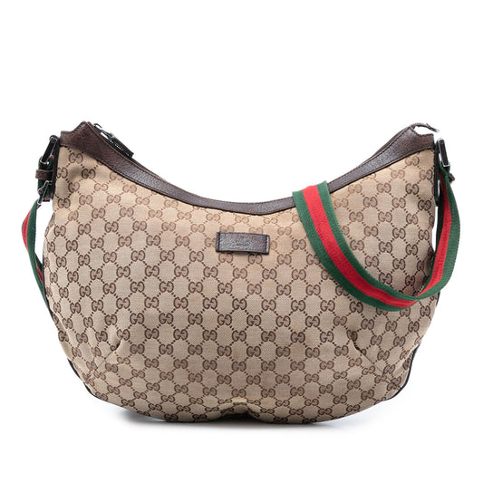 Gucci GG Canvas Web Half Moon Crossbody